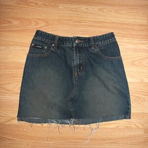 Denim Mini Skirt in Dark Blue